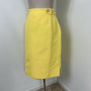 Valentino Miss V Vintage Yellow Lined‎ Pencil Skirt Made in Italy Women's 16